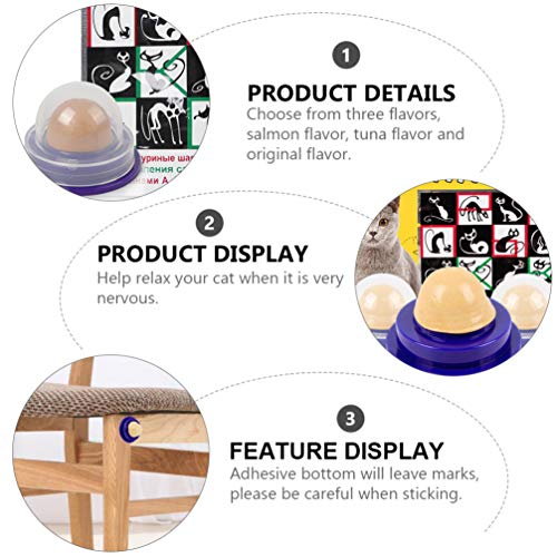 ULTECHNOVO 3Pcs Catnip Bola Doces Gato Lamber Tratar de Açúcar Sabor Atum Gato Lanches Vitamina Wall