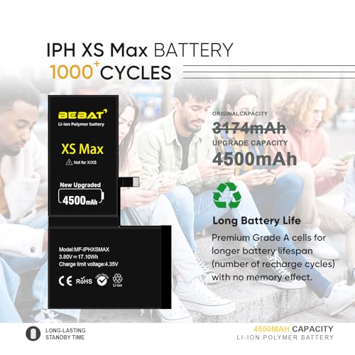Image of Replacement for iPhone Xs MAX Battery, 4500mAh High Capacity Li-ion Polymer Replacement Battery for Model A1921 A2101 A2102 A2104 with Professional Repair Tool Kits