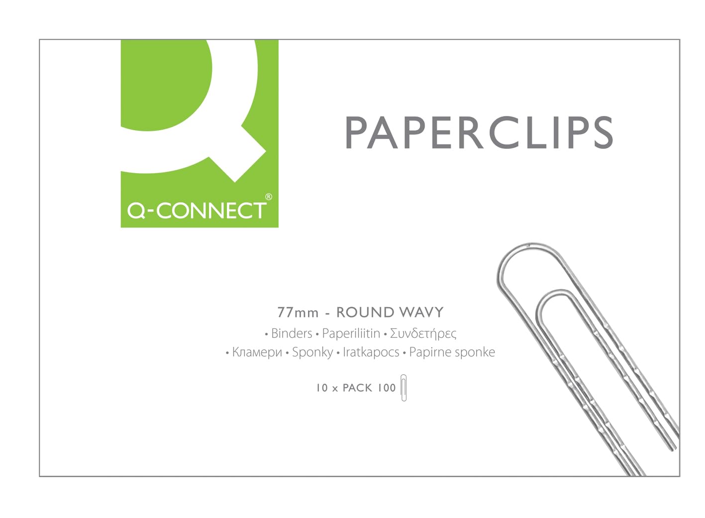 Q-Connect 77mm Round Wavy Paperclip (Pack of 100)
