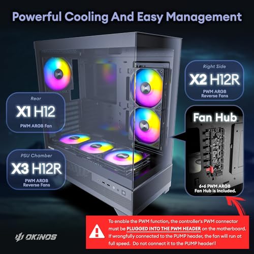Okinos OKICC-AQUA7-ATXB-H6BA Aqua 7, Pre-Installed 6 × 120Mm Pwm Argb Fan, Atx Mid Tower Pc Case, Computer Case thumb #3