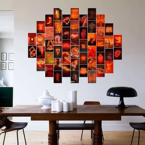 SHUUY 50 unids Naranja Aesthetic Wall Kit de Collage Imágenes con Estilo Pósteres Dormitorio de Estilo cálido Dormitorio… - Imagen 3