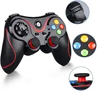 Controle Gamer Bluetooth V8 para Celular, Suporte para Smartphone, 2.4GHz, Bateria 400mAh, Preto e Vermelho