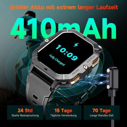OUKITEL Smartwatch Herren, 2.02''HD Touchscreen Smart Watch mit Telefonfunktion, 5ATM Wasserdicht Fitnessuhr, 100+Sportmodi Sportuhr, 24 Std SpO2/Puls/Schlaf/Monitor Schrittzähler, Uhr für Android iOS – Bild 6