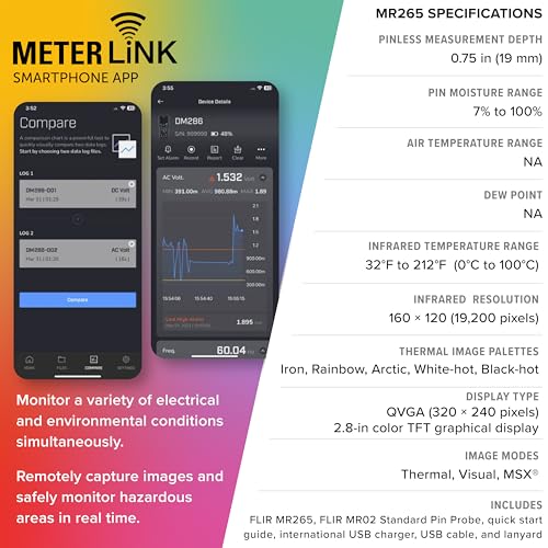 Image of FLIR MR265 Moisture Meter and Thermal Imager with MSX | 160x120 thermal sensor, MSX, pinless sensor, laser pointer, single-file documentation, 9Hz