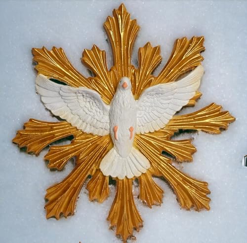 Image of KariGhar Faith Dove Holy Spirit Catholic wall Hanging Idol Perfect for Prayer Room /Drawing Room /Decoration & Gifting A0055 (3 x 13 x 13 cm) (5 x 5 INCH)