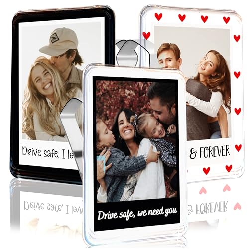 Zexpa Apparel Personalized Car Visor Photo Clip - Custom Acrylic Picture Holder with Text - Unique Gift for Dad, Mom, Husband, Wife, Girlfriend - Drive Safe Car Accessories for Rearview Mirror