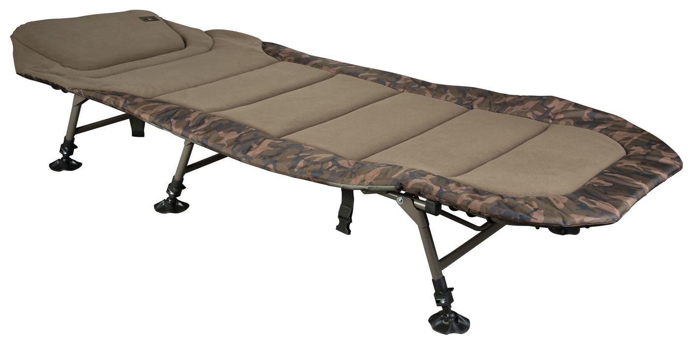 Fox Royale Camo Compact Bedchair 205x85cm Karpfenliege, Angelliege zum Karpfenangeln, Liege zum Nachtangeln