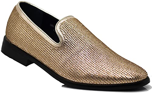 Image of SPK24 Men Vintage Spikes Sparkle Formal Tuxedo Stage Fashion Slip On Loafer Dress Shoes