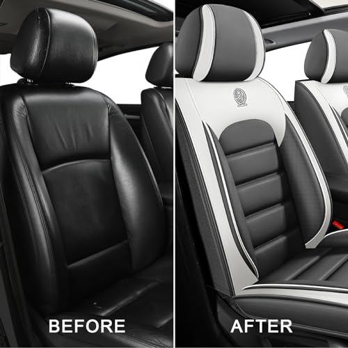 Image of Front Seat Covers for Volkswagen Golf SportWagen 2015-2019, Gray-White