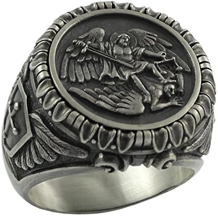Saint St. Michael the Archangel Sterling Silver 925 mens Ring Handcrafted