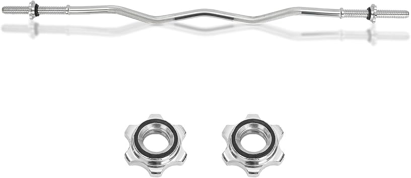 Holdfiturn Chrome Barbell Bar 1-Inch 4ft Weight Lifting Bar with Spin Locks - Strength Training for Home Gym Workouts