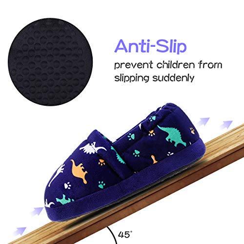 Mixin Little Big Kids Boys And Girls Home Indoor Outdoor Slippers Hard Sole Size 2 3 M Dark Blue thumb #2