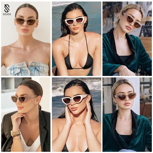 SOJOS Trendy Cute Cat Eye Polarized Sunglasses for Women Fashion Cateye Womens Sunnies SJ22372