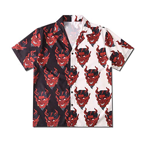 YEMOCILE Button Down Oversized Short T-Shirt for Men Women Teenagers Loose Fit Shirts with Flame Graphic