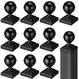 Otoolling 10 Stück 5,1 x 5,1 cm quadratische schwarze Aluminium-Kugelpfostenkappen für Aluminium-Zaunpfosten, Outdoor-Zaundekoration und Schutz