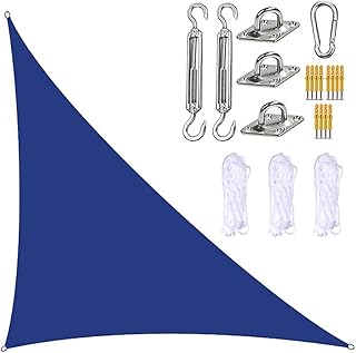 Shade Sail Right Angle, Sun Sail Shade with Hardware Kits, 3 Ropes, Waterproof Uv Block Garden Sail Canopy for Outdoor Patio Backyard Hot Tub(3m X 3m X 4.3m)(3M X 4M X 5M, Blue)