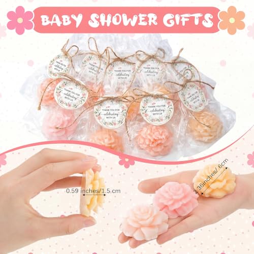 Image of Demissle 40 Sets Mini Flower Soaps Baby Shower Wedding Favors Handmade Scented Soaps Bridal Shower Favors with Thank You Tags Bags for Guests Return Gift Birthday Gender Reveal Party (Light Pink)