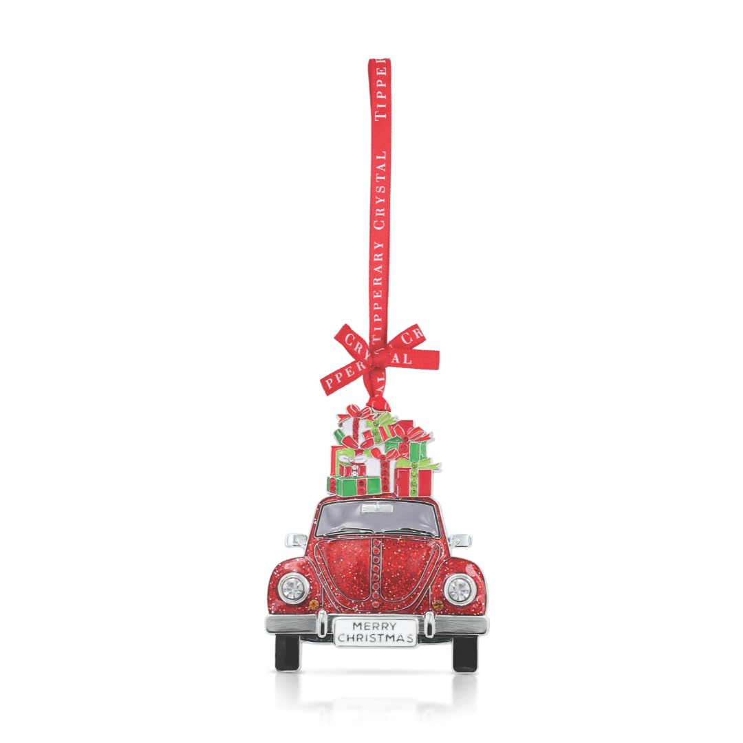 Tipperary Crystal Luxury Sparkle Christmas Hanging Decoration - Merry Christmas Car Design in Star Gift Box Xmas Festive Décor - Perfect for Holiday Décor & Gifting