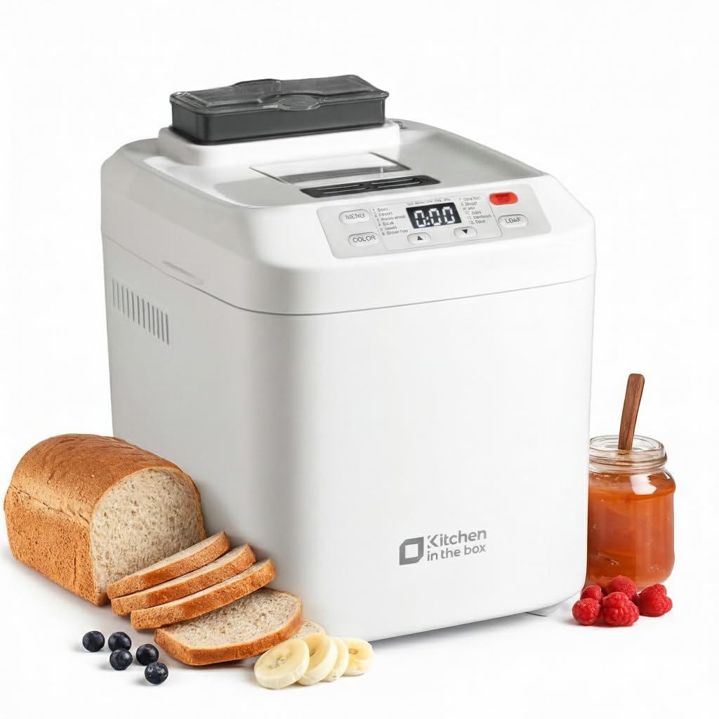 Machine à Pain 12 Programmes Automatiques Cuisson 360° Sans Gluten Pâte à Pizza Gâteau Confiture