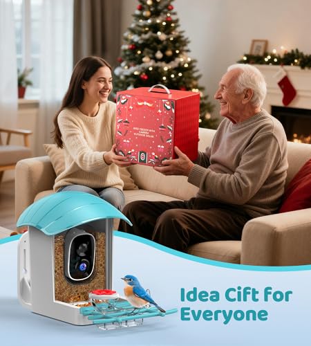 image for IUUZEUL Bird Feeder with Camera Solar Powered: Smart Bird Feeders for 