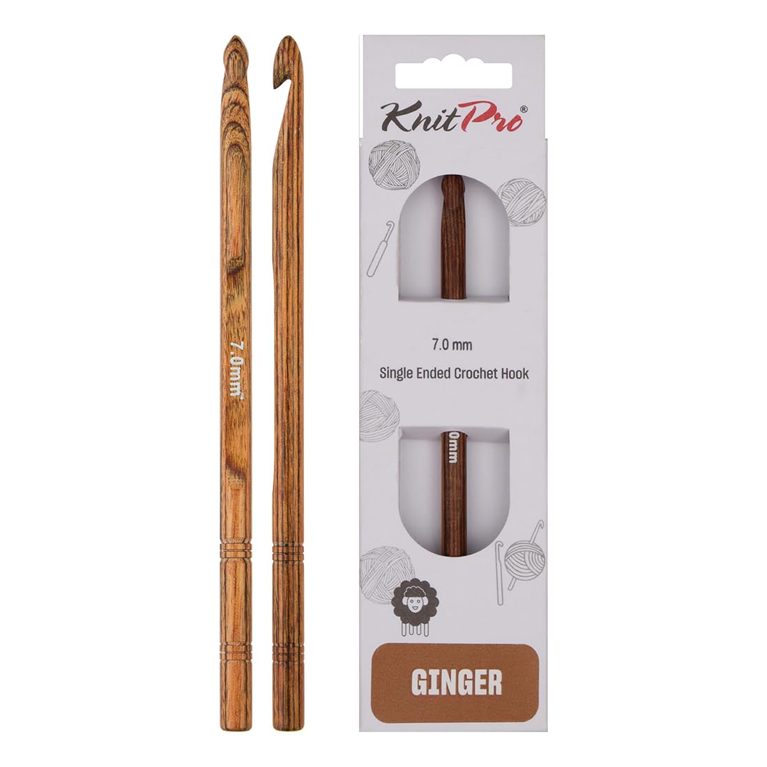 Knitpro Brown Ginger Single Ended Crochet Hook | 7.00Mm