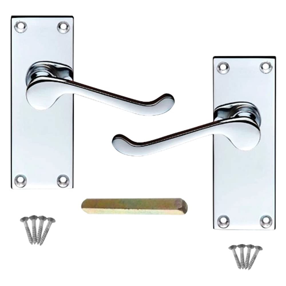 Merriway BH06367 Victorian Scroll Latch Set Chrome 113mm, Silver Tone