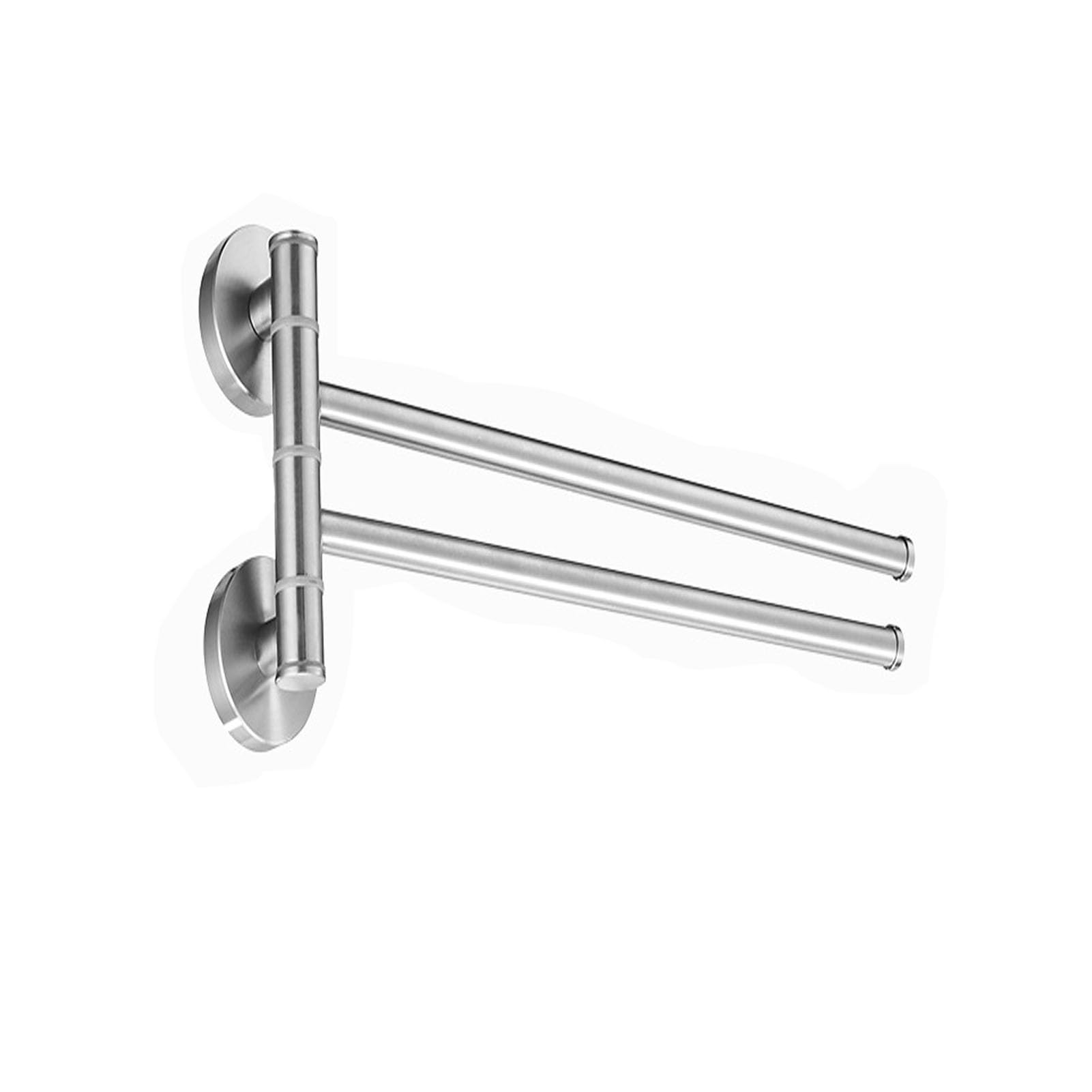 Generic Swivel Towel Rack Thicken Stainless Steel 3-Arm Towel Bar，New Wall-Mounted Shower Shelves Rustproof Swing Out(Double-seat 2-bar)