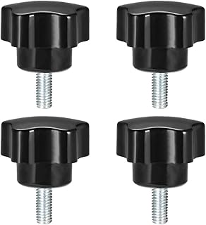 Tool parts 4 Pcs Star Knobs Grips M6 x 10mm Male Thread Steel Zinc Stud Black PP