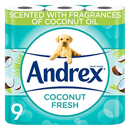 Andrex Coconut Fresh Fragrance Toilet Rolls - 9 Toilet Roll - Bulk Buy Toilet Rolls - Coconut Scented Toilet Rolls for a Fresh and Confident Clean Andrex Coconut Fresh Fragrance Toilet Rolls - 9 Toilet Roll - Bulk Buy Toilet Rolls - Coconut Scented Toilet Rolls for a Fresh and Confident Clean