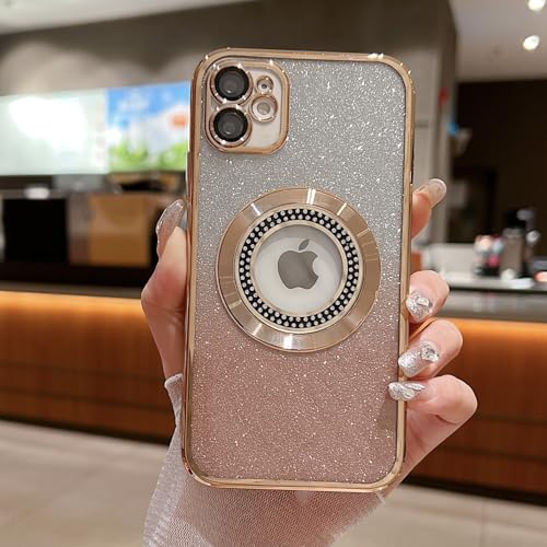 Image of Misscase for iPhone 11 Magnetic Glitter Case Compatible with MagSafe,Full Protection Slim Shockproof Anti-Scratch Case with Camera Lens Protector Logo View Dust-Proof Net for Women Gold