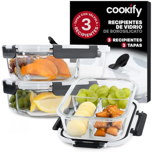 La Mejor Selección de Tupper hermetico , listamos los 10 mejores. 48 Cookify Set Recipientes de Vidrio con Divisiones y Tapa Hermética con Válvula Patentada, Sin BPA, Refractarios Contenedores para Lunch, Horno, Microondas, Congelador, Juego 3...