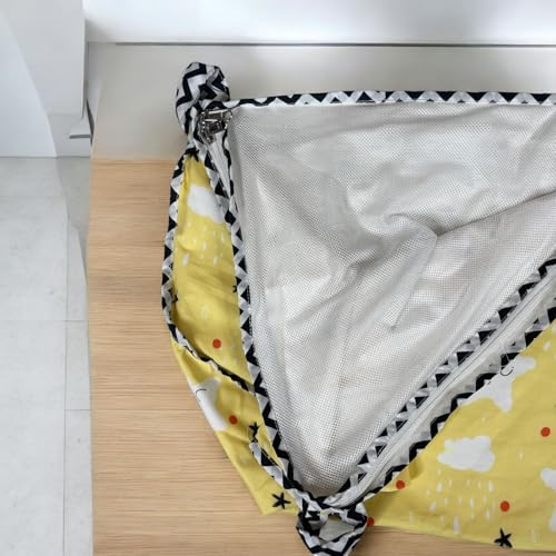 Image of Fabrify Baby Hammock Ghodiyu /Khoyu Soft Cotton Cloth Swing Cradle Safety with Mosquito Net Cover with Zipper (Yellow)