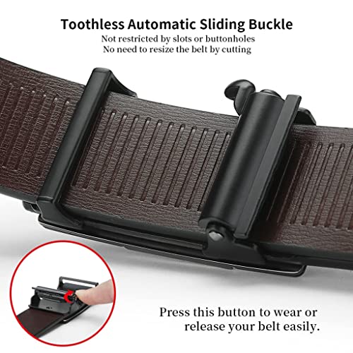 Image of GUSTAVE Men's Leather Free Adjustable Belt Strap Leather Belt Adjustable Auto Lock Buckle Belt for Men (Black) (Genuine Leather 2)