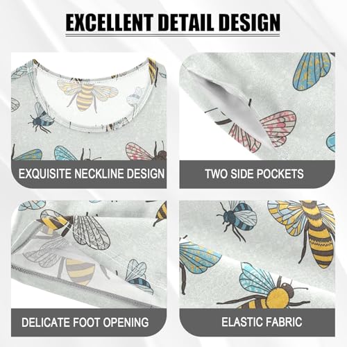 Pajama Short Sets Bee Colorful Pattern Soft Cotton Summer Sleepwear 2 Piece PJS Size 5-14T3