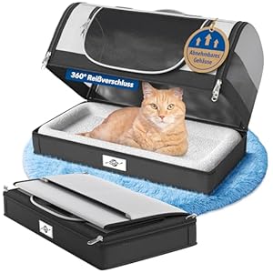 Transporttasche Katzen und Hunde mit abnehmbaren Boden – Faltbare Transportbox bis 8kg – 50x30x30 cm – mit Tragegurt für Urlaub, Reisen und Tierarzt