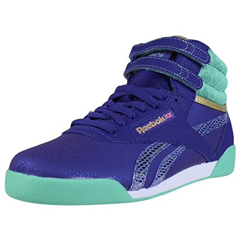 Reebok Classic Girls Freestyle HI Fashion Sneakers Beacon Teal White V72763 SZ 5