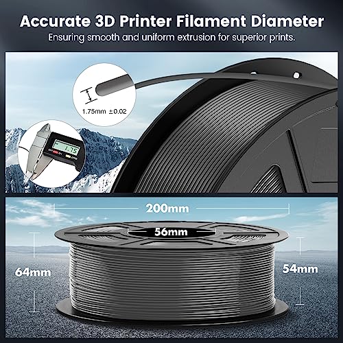 Image of SUNLU PLA 3D Printer Filament PLA Filament 1.75mm, Neatly Wound 3D Printing Filament 1.75mm, Dimensional Accuracy + /- 0.02 mm, Fit Most FDM 3D Printers, 1kg Spool (2.2lbs), Grey