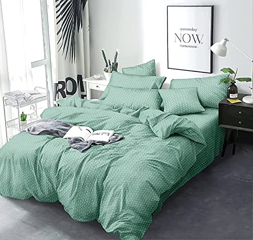 Image of MORADO Premium Glace Cotton Single Bed Quilt Cover /Duvet Cover /Rajai Cover /Blanket Cover with Zipper (GreenZigZag, 60x90 Inches)