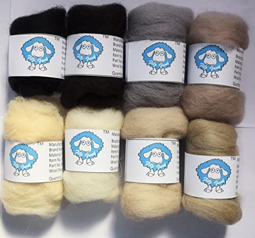 Image of Set of 8 Colors Fibre Yarn Roving Wool for Needle Felting Hand Spinning DIY, Medium (Friend Furry)