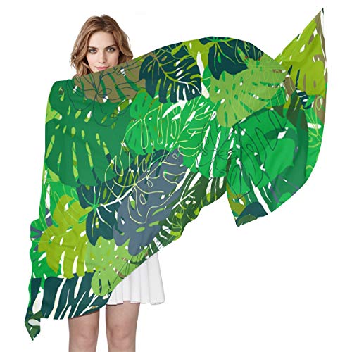 Tropical Leaf Monstera Scarfs for Women Lightweight Sunscreen Shawl Wraps3