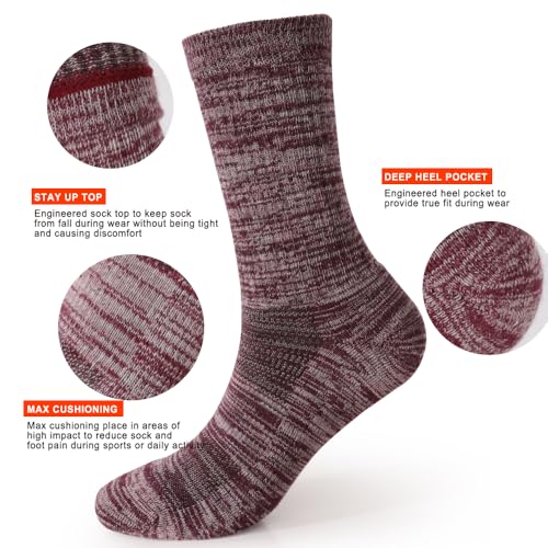 Image of EnerWear 4 Pack Women's Merino Wool Outdoor Hiking Trail Crew Sock