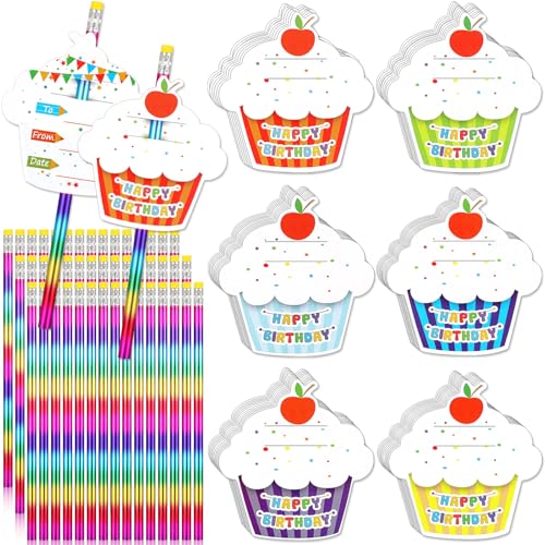 Cartes de vœux Happy Birthday et crayons arc-en-ciel Breling pour anniversaire scolaire