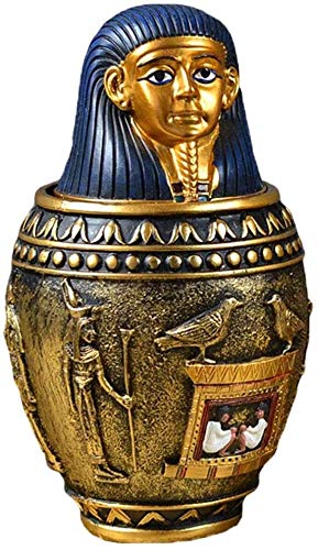 Figurines,Feng Shui Statues/Ornaments,Egyptian Figurine Statue, Resin Statues Ornaments,Canopic Jar Burial Urn, Mini Pet Cremation Urn for Ashes,Handmade Articrafts for Home Office Sculpture