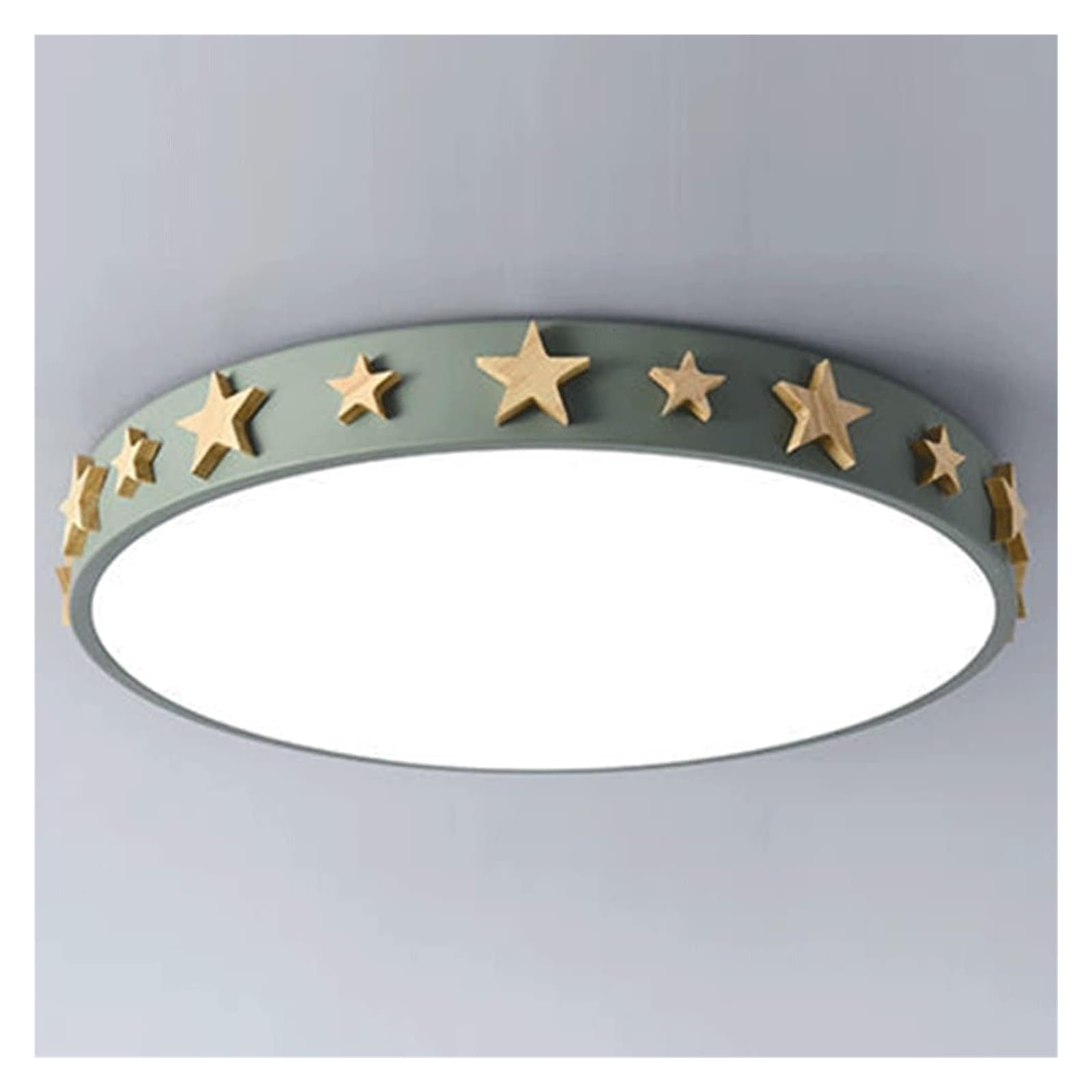 KXEcoLife Ceiling Lamp Star Decoration LED Light Panel Lights Stairwells Tri-Tone Flush Fixtures Round Personalized for Study of Bedroom(Green,15.7in)