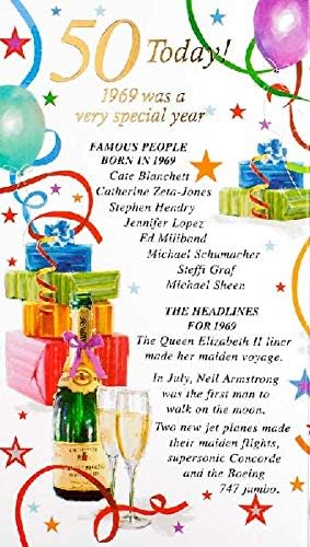 Carte D Anniversaire Pour Homme 50 Ans 50 Ans Avec Inscription You Were Born In 1969 Amazon Fr Fournitures De Bureau