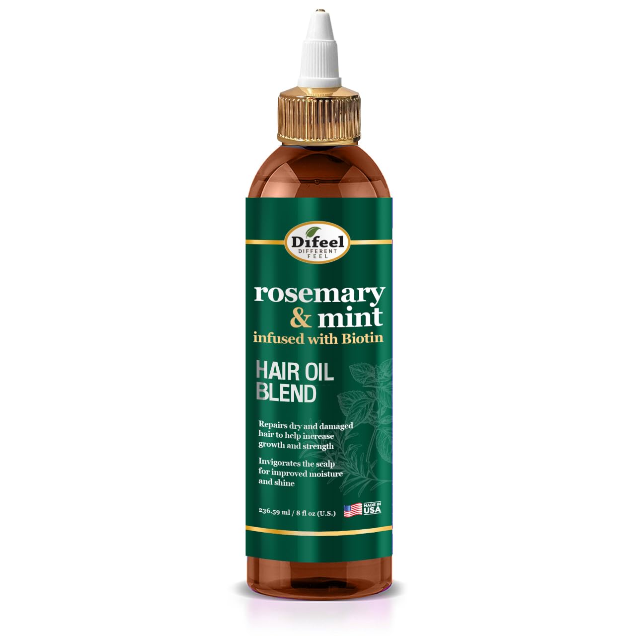Difeel Rosemary and Mint Premium Hair Oil with Biotin 8 oz. - Natural Oil for Hair Growth