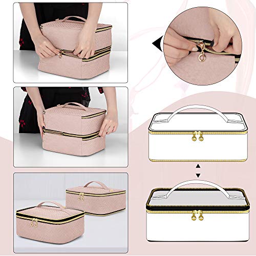 LUXJA Detachable 2 Layers Nail Polish Organizer - Hold 60 Bottles (15ml - 0.5 fl.oz), Nail Polish Case with Tools Storage Pockets (Patented Design), Pale Rose by LUXJA - Image 4