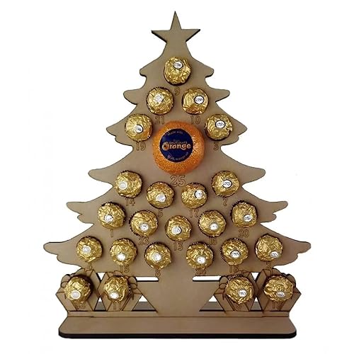Christmas Tree Advent Calendar Chocolate Holder - Magical Christmas Countdown - Large Stand Fits Terry's Chocolate Orange, Ferrero Rocher, Lindt Chocolate Balls - Reusable (Chocolates Not Included)