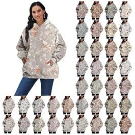 2024 Womens Oversized Hoodies Fall Fashion Camo Hooded Sweatshirts Long Sleeve Leaf Print Pullover Tops with Pockets