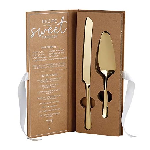 Santa Barbara Design Studio Stainless Steel Wedding Cake Server Set Cardboard Book Gift Set, 2-Pieces, Let Them Eat Cake Set